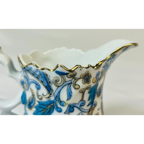 Vintage Lefton Blue Paisley Sugar Bowl Lid Creamer Pitcher Japan - Picture 5 of 12